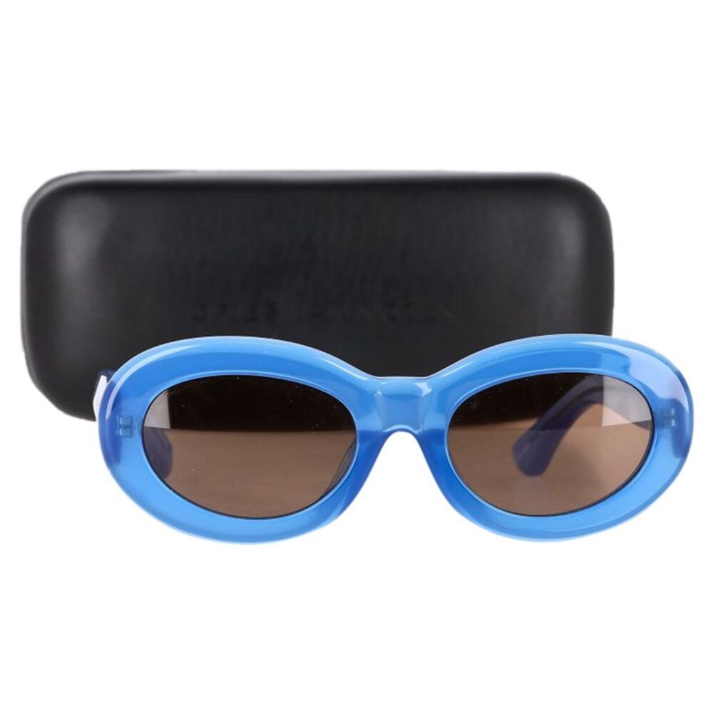 Dries Van Noten x Linda Farrow Oval Sunglasses in Light Blue Acetate - Picture 2 of 8